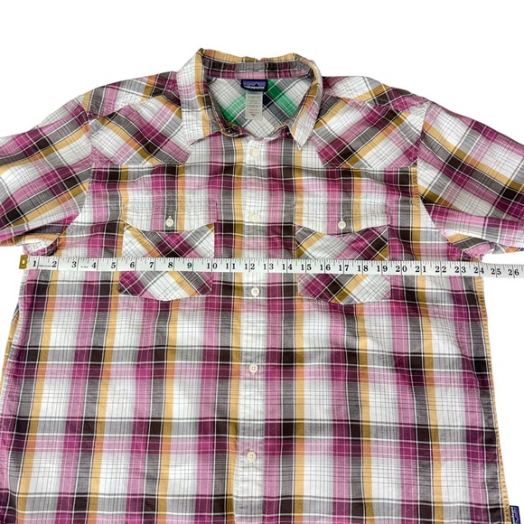 Patagonia Organic Cotton Plaid Short Sleeve Western‎ Cowboy Boho Shirt Mens XL - Picture 7 of 8